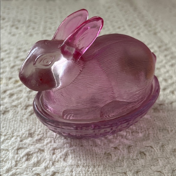 Pink Glass Rabbit Candy Dish - Picture 3 of 8